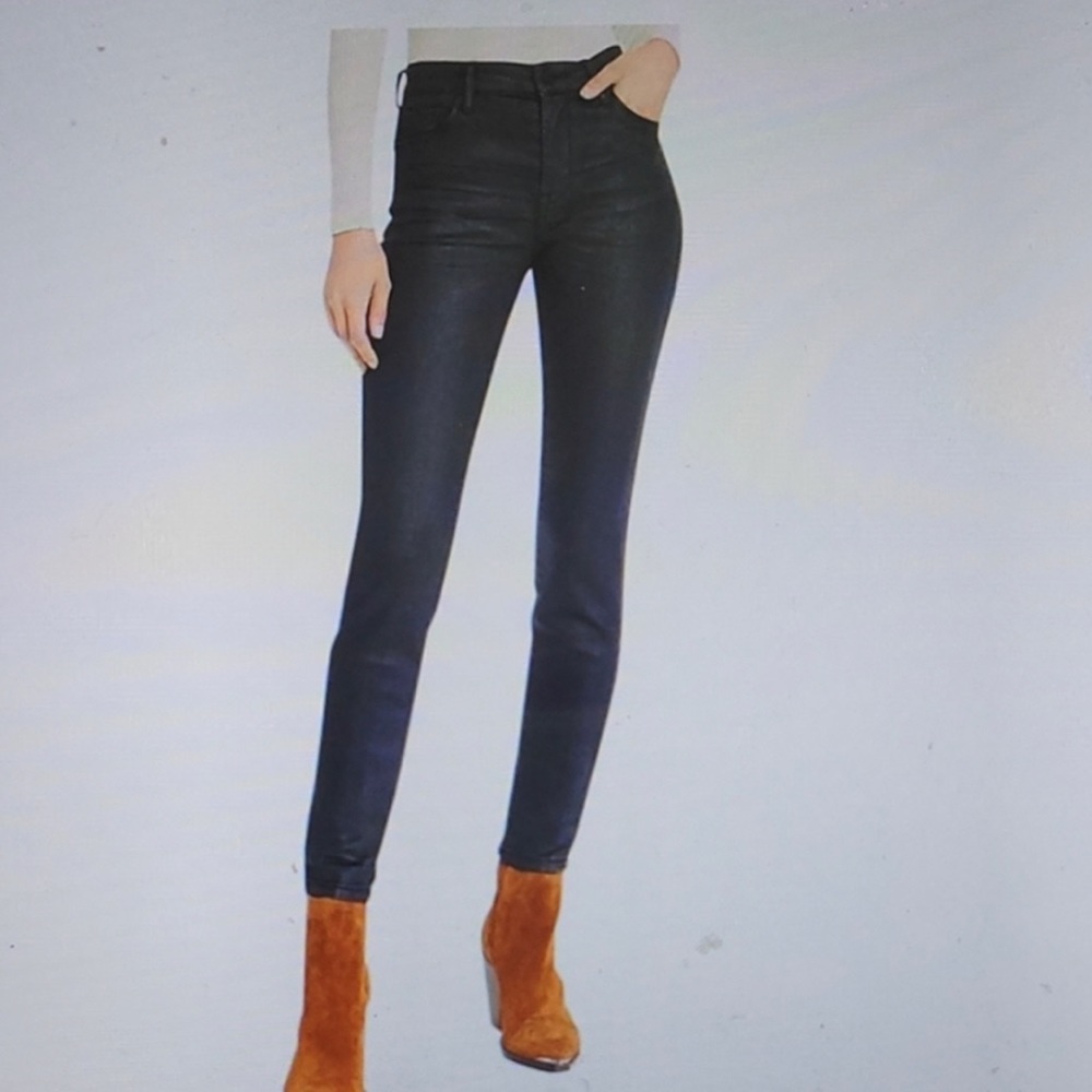NWT BlankNYC Coated The Bond Mid Rise Skinny Jeans, navy denim